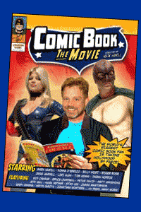 He's a comic, and he's holding a book.  Get it?