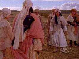 After shooting on Xena finished, Mel Gibson came in to film his Aramaic epic. You can spot him at far right.