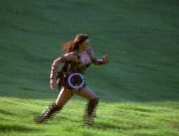 Xena runs so fast that sometimes her boots disappear